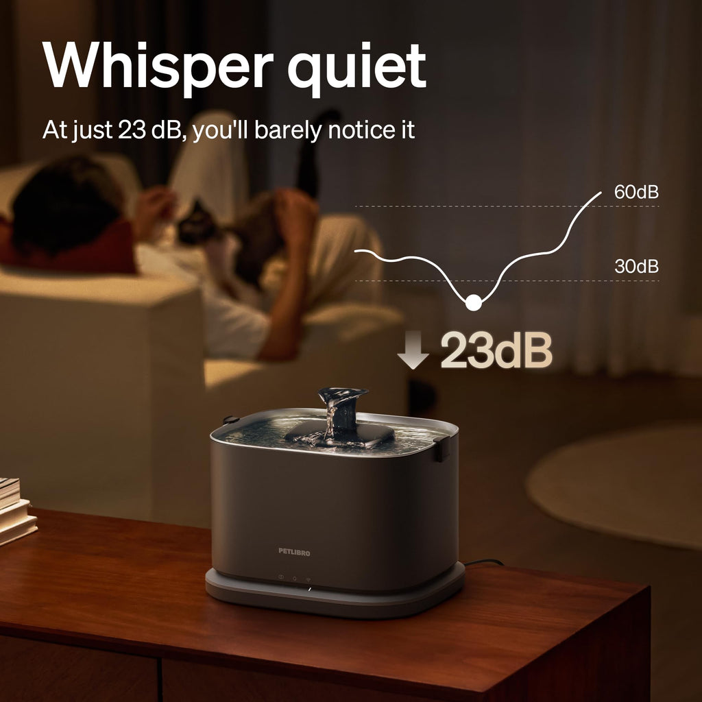 PETLIBRO Upgrade Katze Wasserbrunnen, Dockstream 2 Smart App Überwachung Haustier Wasserbrunnen für Katzen Innen, 3L/2,863.3 g Katzenbrunnen Edelstahl Tablett zum Trinken, 5G WiFi Auto Katze