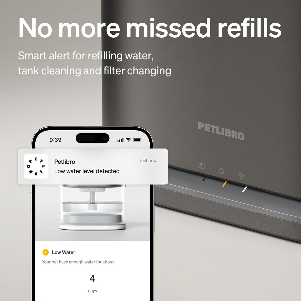 PETLIBRO Upgrade Katze Wasserbrunnen, Dockstream 2 Smart App Überwachung Haustier Wasserbrunnen für Katzen Innen, 3L/2,863.3 g Katzenbrunnen Edelstahl Tablett zum Trinken, 5G WiFi Auto Katze
