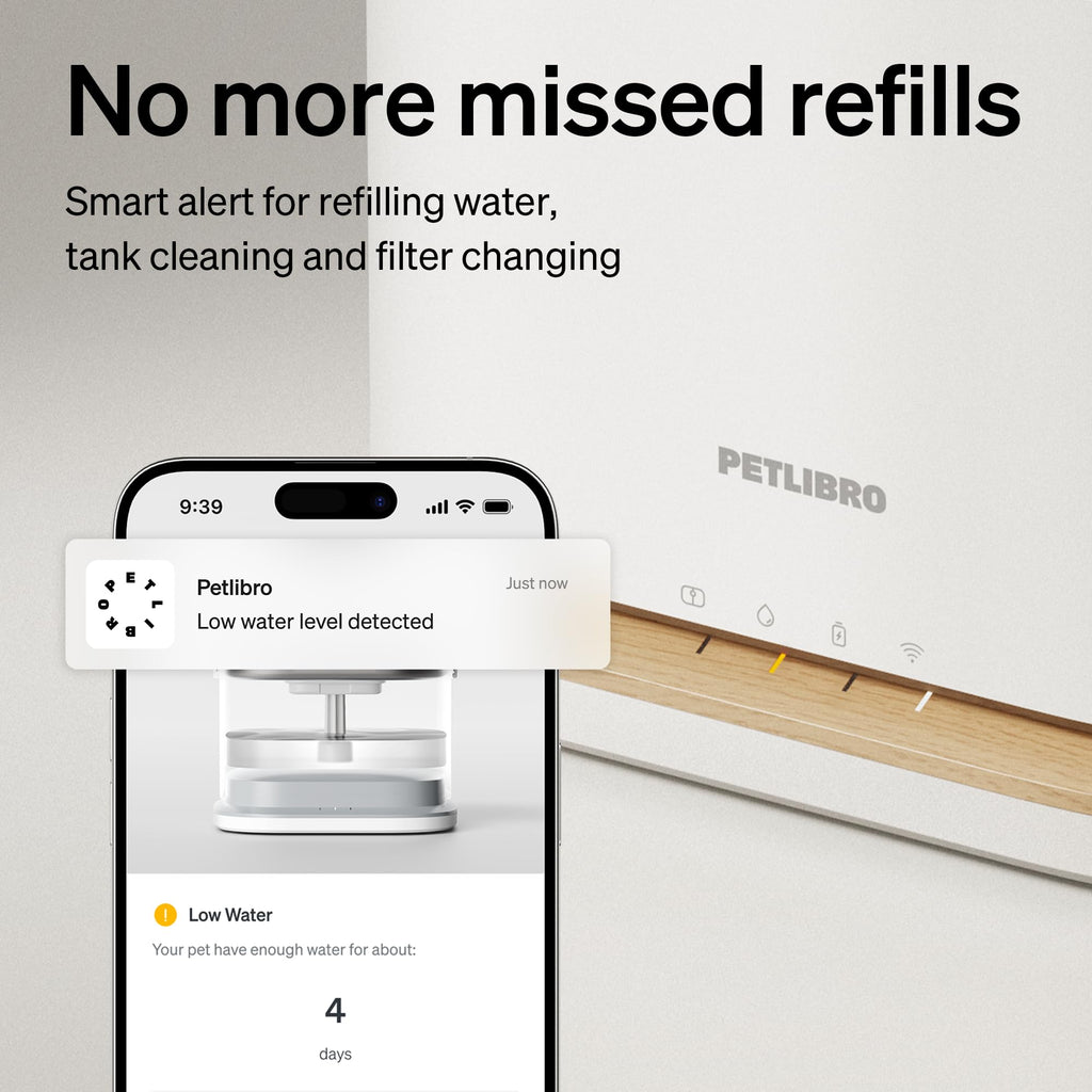 PETLIBRO Upgrade Katze Wasserbrunnen, Kabelloser Katzenbrunnen Batteriebetrieben, App Überwachung 3L/2,863.3 g Dockstream 2 Haustier Wasserbrunnen mit Edelstahlschale, 5GHz WiFi Hund Wassernapfspender