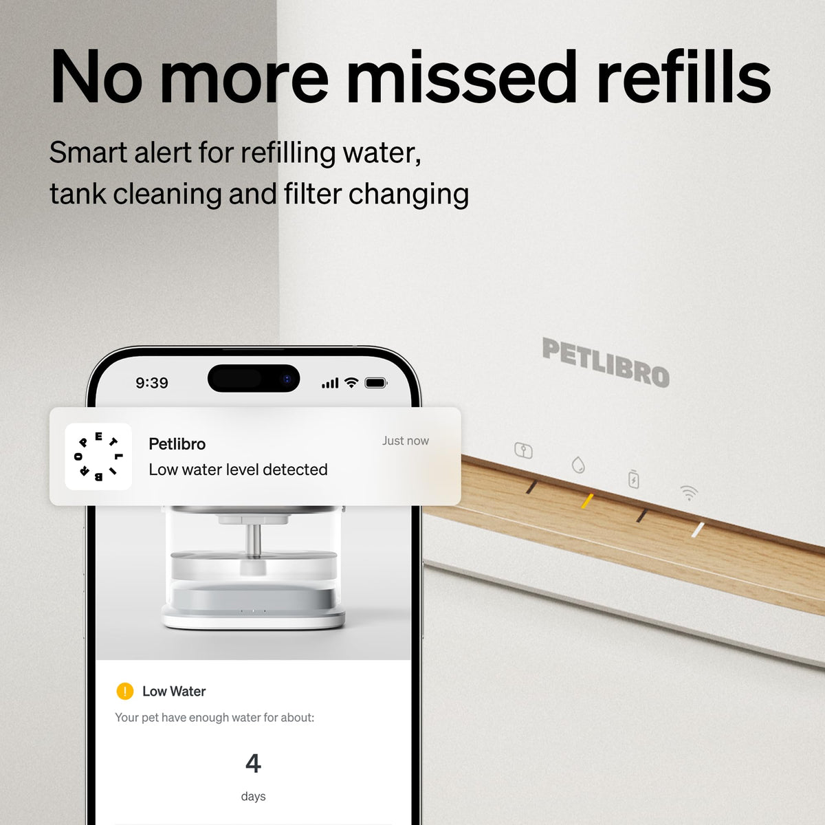 PETLIBRO Upgrade Katze Wasserbrunnen, Kabelloser Katzenbrunnen Batteriebetrieben, App Überwachung 3L/2,863.3 g Dockstream 2 Haustier Wasserbrunnen mit Edelstahlschale, 5GHz WiFi Hund Wassernapfspender