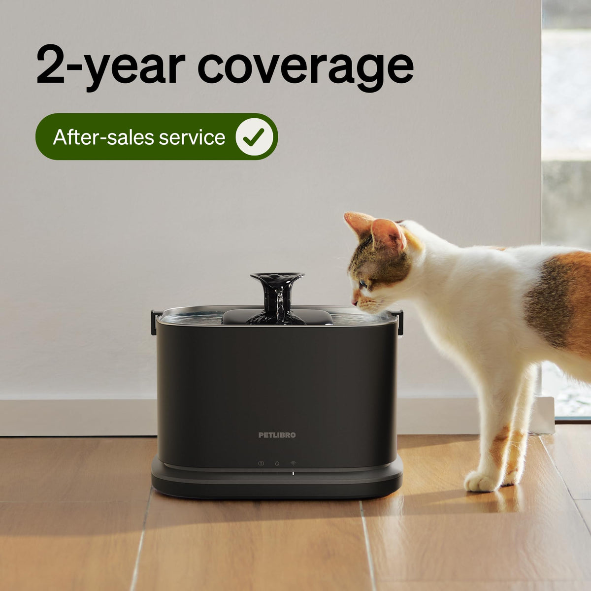 PETLIBRO Katzenwasserbrunnen, kabelloser Haustier-Wasserbrunnen batteriebetrieben, 2.5L/2,381.4 g Dockstream Wasserbrunnen für Katzen im Innenbereich, Katzenbrunnen mit Edelstahlschale, leicht zu
