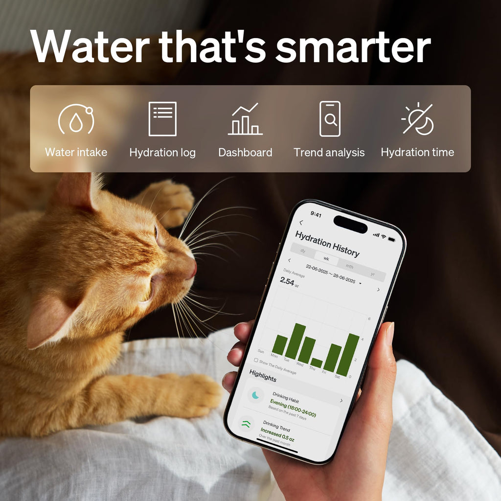 PETLIBRO Upgrade Katze Wasserbrunnen, Dockstream 2 Smart App Überwachung Haustier Wasserbrunnen für Katzen Innen, 3L/2,863.3 g Katzenbrunnen Edelstahl Tablett zum Trinken, 5G WiFi Auto Katze